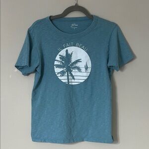 J. Crew Teal T-Shirt with Palm Graphic